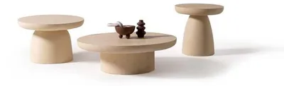 Produktbild von Designer Beiges Couchtisch-Set Edle Betontische Deko Gartentische