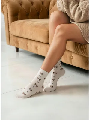 Produktbild von Damen Socken Milena Bären und Schleifen beige 75% Baumwolle 37-41