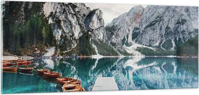 Produktbild von Bilder auf glas - Einteilig - Boote Berge Hafen - 100x40cm - Glasbilder - Wandbilder - Bilder - zum Aufhängen bereit - Wanddekoration aus Glas - Glas Bilder - Wandbild auf Glas - GAB100x40-5068