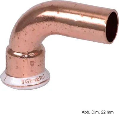 Produktbild von Geberit Mapress, Kupfer, Bogen 90°, Einschubende, d 22 mm, 1 Stk.