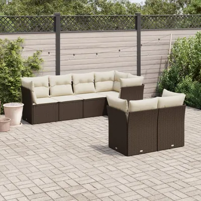 Produktbild von 7-tlg. Garten-Sofagarnitur mit Kissen Braun Poly Rattan 3217903