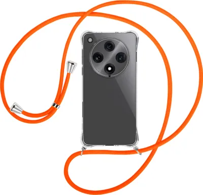 Produktbild von Handykette Backcover-Schutzhülle mit Band (Metall silberfarben) für Oppo Find X8 Pro 5G - neonorange