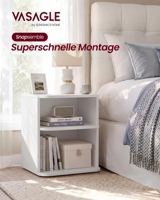 Produktbild von VASAGLE Nachttisch, Snapsemble – superschnelle Montage, 3 Ebenen, offen, weiß