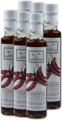 Produktbild von Food-United Chili-Öl 6x 250ml von TERRE FRANCESCANE Extra Natives Olivenöl mit Chili-Schoten Premium-Dressing-Öl aus Italien für Feinschmecker-innen und die mediterrane Küche