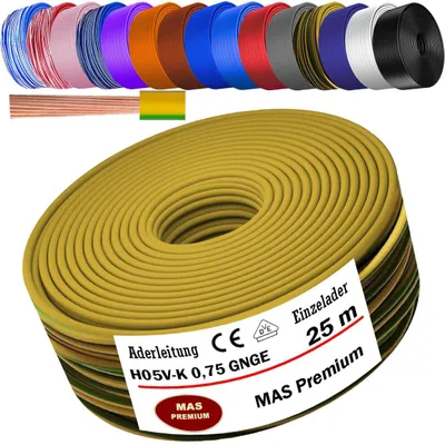 Produktbild von 25m Aderleitung H05 V-K 0,75 mm² Grüngelb Einzelader flexibel
