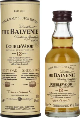 Produktbild von The Balvenie 12 Years Old Double Wood 40% Vol. 0,05l in Geschenkbox