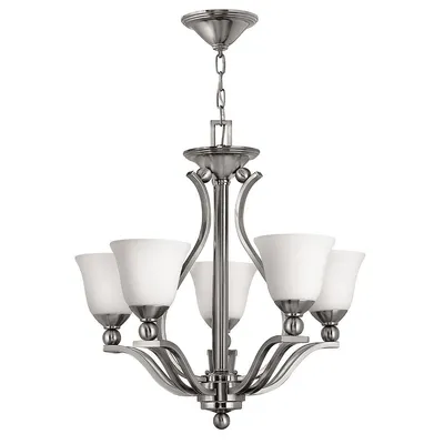 Produktbild von Zeitgenössischer Kronleuchter Bolla Stahl gebürstetes Nickel Glas 5 Lichter E27