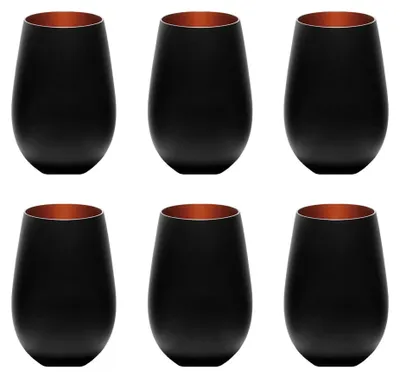 Immagine prodotto di Bicchieri acqua, Bicchieri da cocktail colorati - Elements, Set da 6, bicolore nero-bronzo, 456 ml