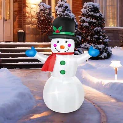 Produktbild von Aufblasbarer Schneemann,120cm Aufblasbares Weihnachten Schneemann,Weihnachtsdekoration im Freien mit LED Licht,für Aussen,Garten, Rasen,Xmas Party