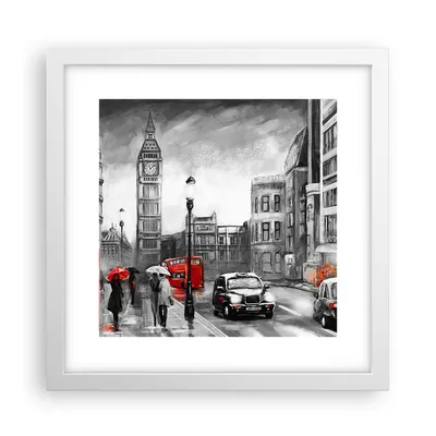 Produktbild von Gerahmtes Poster - Weißer Rahmen - London Bus - 30x30 cm - Wand Bild - Wanddeko - Wandbilder - Kunstposter - Wandposter - Bilderrahmen - Bilder - Kunstdruck - Wandbild - P2WAC30x30-3939