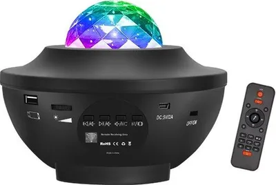 Immagine prodotto di Proiettore di stelle per bambini con luce notturna e telecomando incluso | Proiezione rotante delle stelle | Luce notturna | Camera dei bambini | Lampada a LED | Nero