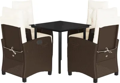 Produktbild von vidaXL 5-tlg. Garten-Essgruppe mit Kissen Braun Poly Rattan