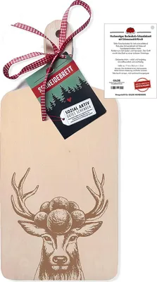 Zdjęcie produktu dla Gilde Schneidebrett, Hirsch mit Bollenhut, Bollenhutmotiv, Hirschmotiv, Holz, naturfarben, VE 6 Höhe: 38.50 cm Breite: 18.00 cm Tiefe: 1.50cm 59638
