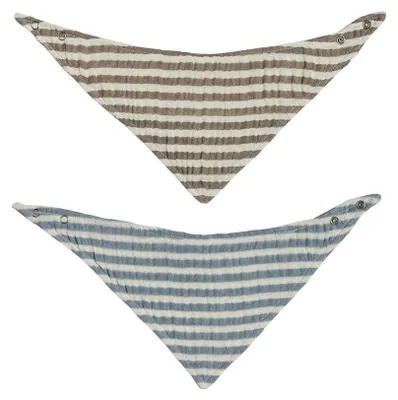 Produktbild von OYOY M107593 Baby Lätzchen 2er Set aus  Baumwolle Streifen Halstuch Drool Bib mit Druckknöpfen weich für Neugeborene und Babys