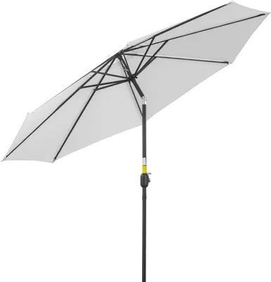 Image de Outsunny Parasol de jardin extšŠrieur Parasol droit inclinable ? 3 m en mšŠtal Rond Polyester 180g/m? manivelle inclinable Blanc