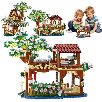 Productafbeelding van Architectuur bouwstenen set: bloemenhuis met trap, schommel, vogelhuis, decoratie