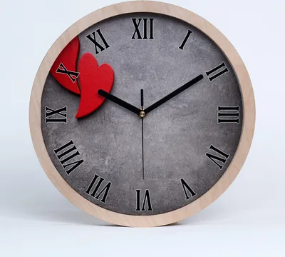 Produktbild von Holzuhr 20fi cm wanduhr - schwarze Spitzen - rote Herzen