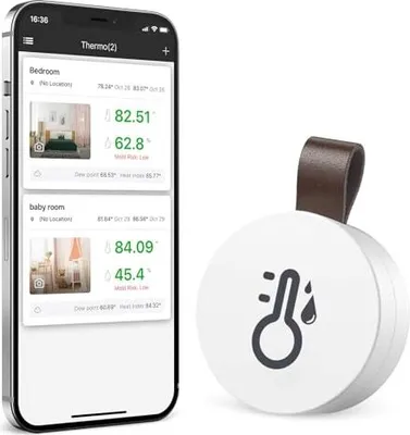 Produktbild von Ankilo Kabelloses Thermometer Hygrometer, Mini Bluetooth Thermo Hygrometer mit Smart Sensor App, Digital Datenexport für Haus Garage Babyzimmer