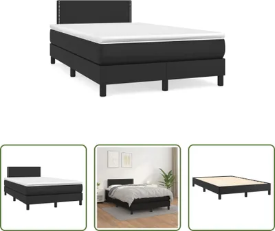 Produktbild von The Living Store Boxspringbett mit Matratze Schwarz 120x190 cm Kunstleder