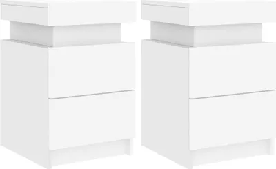 Immagine prodotto di Comodini con luci LED 2 pz. Bianco 35x39x55 cm