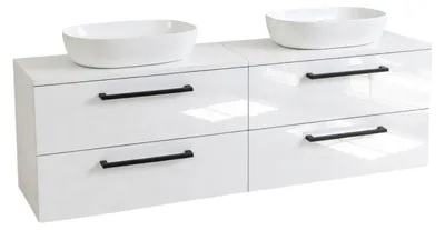 Produktbild von Waschtisch mit Unterschrank ONE mit 4 Schubladen Weiß Hochglanz 120x50x46 hängend Badezimmer Badezimmermöbel