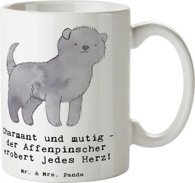 Produktbild von Mr. & Mrs. Panda Tasse Affenpinscher Charmeur - Weiß - Geschenk, Hunderasse, Hunde, Hundeliebhaber, Hunderassen Pflege, intelligenter Hund, Wohnungshund, Kaffeetasse