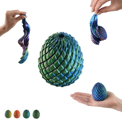 Produktbild von Drachenei Fidget Spielzeug 7 cm, drehbares Sensorik Handspielzeug, 3D-Druck – Blau-Grün-Violett