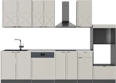 Produktbild von Küchenzeile Vicco Fame-Line GrauBeige/Anthrazit 300 cm mit Hochschrank, ohne Arbeitsplatte, Model 50453