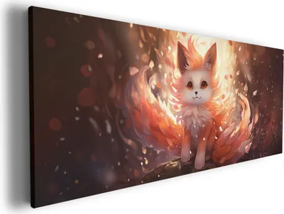 Produktbild von Wallario Premium Leinwandbild Leuchtender Feuerfuchs in Größe 50 x 125 cm