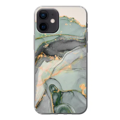 Produktbild von MuchoWow® Handyhülle Schutzhülle Hülle für iPhone 12 Gold - Marmor - Grün - Luxus - Glitzer - Marmoroptik Silikon Softcase Handy Hülle - Schutzhülle