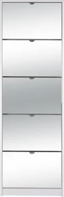 Image de Meuble à Chaussures Blanc Miroir, 15 Paires, 5 Abattants, 58 x 177 x 17 cm, KOBLENZ
