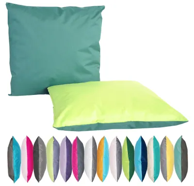 Produktbild von JACK 2-farbiges Wende Outdoor Lounge Kissen 45x45cm Dekokissen inkl. Füllung Wasserfest Sitzkissen Garten Stuhl Lotus Effekt, Farbe:Dunkelgrün - Grün