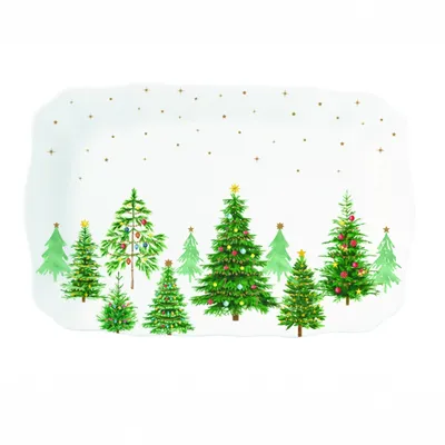 Produktbild von Servierplatte FESTIVE TREES Tannebäume 35x23cm Porzellan Easy Life