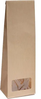 Produktbild von 10x Blockbodenbeutel mit Sichtfenster - 250g - Größe 8 x 5 x 24,3 cm - Papiertüten Bodenbeutel Geschenktüte Papierbeutel Tütchen Kraftpapier Papierbeutel (250g – mit Sichtfenster, 10 Stk. - OPP)