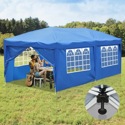 Produktbild von TolleTour Faltpavillon 3 x 6m Pop Up Pavillon Faltbar Gartenzelt, UV-Schutz 50+ Pavillons & Partyzelte, mit 4 Seiten Blau