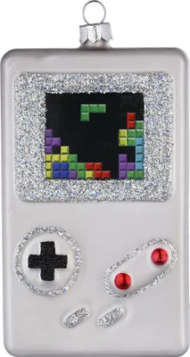 Produktbild von Christbaumschmuck Glas Spielkonsole 11cm weiß / bunt