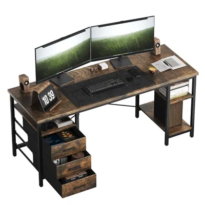 Produktbild von Schreibtisch 140x60x75cm Umkehrbarer PC Tisch, Bürotisch Moderner Stil für Computer