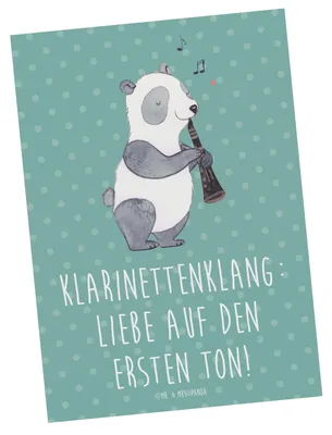Produktbild von Mr. & Mrs. Panda Postkarte Klarinette Liebe  - Meeresbrise - Geschenk, Postkarten, Ansichtskarten, Instrument, Holzblasinstrument, Lernen, Grußkarte, bildkarte, Melodie