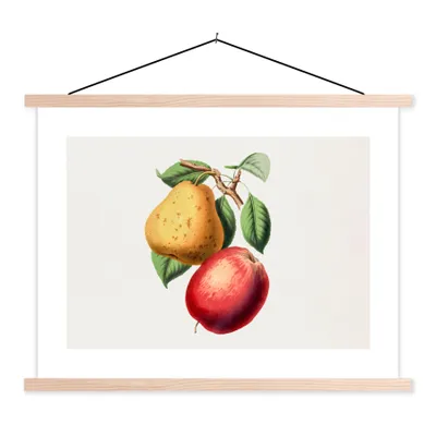 Produktbild von MuchoWow® Textilposter Apfel - Birne - Obst 120x90 cm mit holzfarbenen Rahmen - Magnetisch