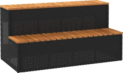 Produktbild von Whirlpooltreppe Schwarz 100x50x50,5cm Poly Rattan Akazie Massiv