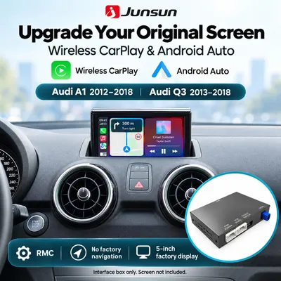 Produktbild von Junsun Wireless CarPlay Android Auto Interface Box für Audi A1 2012-2018 & Q3 2013-2018, RMC 5-Zoll Display