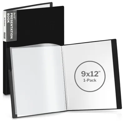 Productafbeelding van Dunwell presentatiemap (22,9 x 30,5 cm) (zwart), 24 plastic hoesjes, 48 velletjes