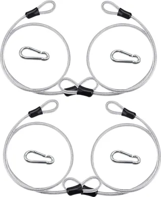 Image de 4 pièces câble métallique câble de sécurité câble en acier avec œillets sécurité acier inoxydable câble de sécurité antivol câble avec mousqueton