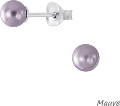 Produktbild von Perlenohrringe: runde Ohrstecker Silber 925 „Kugel“ Mauve