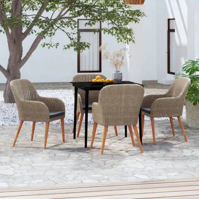 Image de The Living Store Ensemble de jardin 5 pièces avec coussins Marron