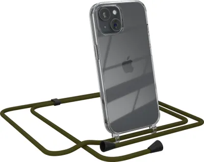 Produktbild von EAZY CASE Handykette kompatibel mit Apple iPhone 15, Handyhülle mit Umhängeband, Handykordel, Schutzhülle Clear, Band in Grün