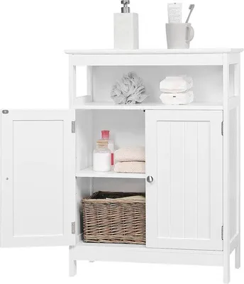 Immagine prodotto di Mobile bagno freestanding con ripiano regolabile e doppia anta freestanding bianco 60 x 30 x 80 cm