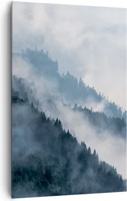 Produktbild von Bild auf Leinwand - Leinwandbild - Einteilig - Berge Nebel Bäume - 80x120cm - Wand Bild - Wanddeko - Wandbilder - Leinwanddruck - Wanddekoration - Leinwand bilder - Wandbild - PA80x120-4429