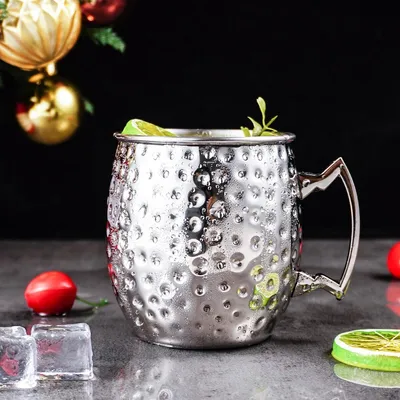Produktbild von [500ml Kupferbecher in verschiedenen Farben] Moscow Mule Trinkbecher mit Kupferbeschichtung für Ihre Getränke , Farben:Silber
