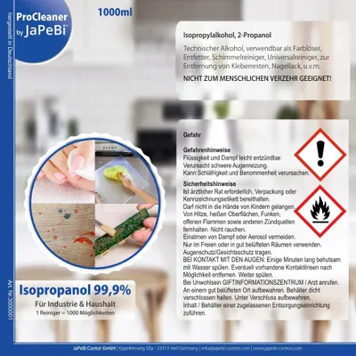 Produktbild von 3x 1L Isopropanol 99,9% Isopropylalkohol 2-Propanol Schimmelreiniger Entfetter